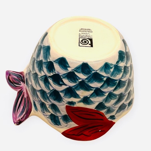 Vissen 6" Fish Shaped Bowl Hand Painted, Retired Design, Whimsical, Colorful - Picture 5 of 11